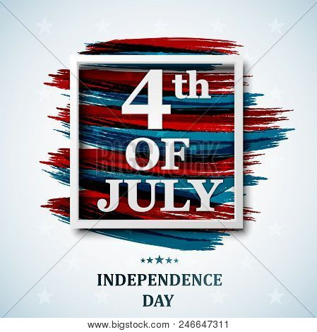 Happy 4th Of July, Usa Independence Day. Fourth Of July Greeting Card Template.