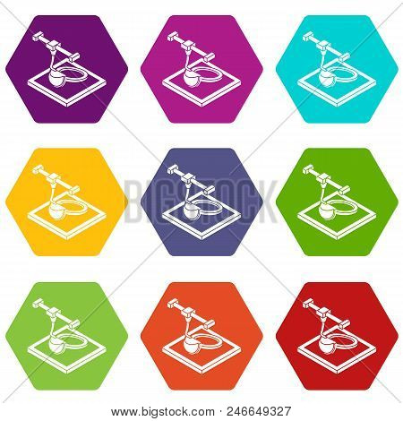 Ring D Printing Icons 9 Set Coloful Isolated On White For Web