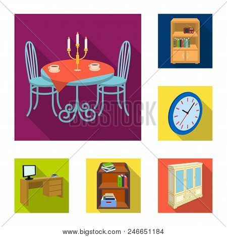 Furniture And Interior Flat Icons In Set Collection For Design. Home Furnishings Vector Isometric Sy