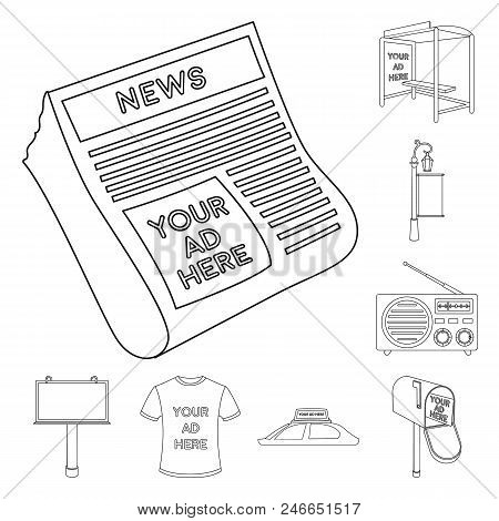 Production Of Advertising Outline Icons In Set Collection For Design. Advertising Equipment Vector S