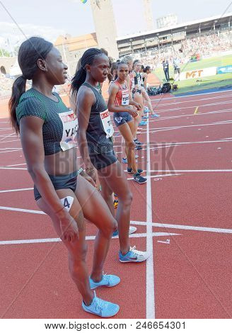 Stockholm, Sweden - Jun 10, 2018: Start Of The 1500m Women Competition In Iaaf Diamond League Bauhau