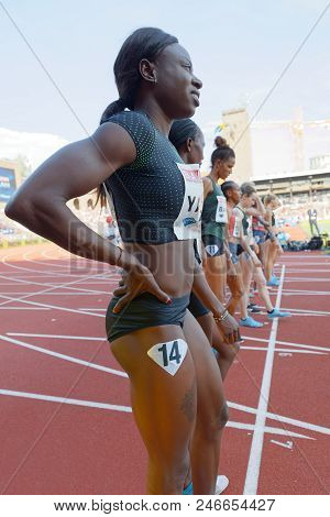 Stockholm, Sweden - Jun 10, 2018: Start Of The 1500m Women Competition In Iaaf Diamond League Bauhau
