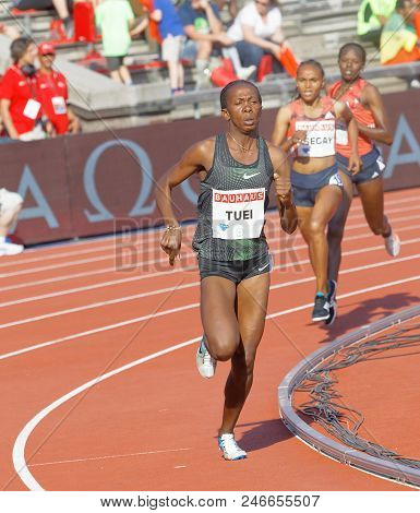 Stockholm, Sweden - Jun 10, 2018: Running Athletes In The 1500m Women Competition In Iaaf Diamond Le