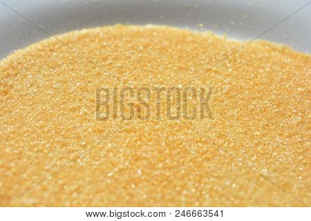 On A White Glass Plate In The Light Of The Sun, Poured Natural Pear Gelatin For The Preparation Of F
