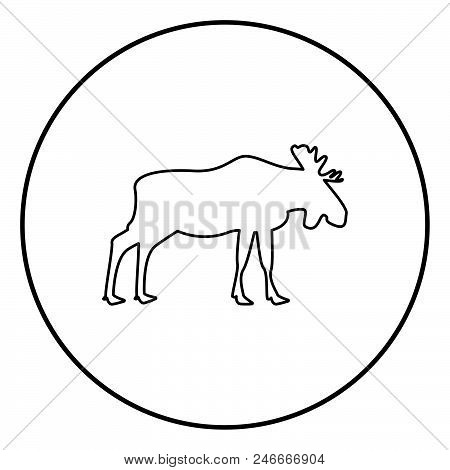 Moose Elt Icon Black Color In Circle Round Outline