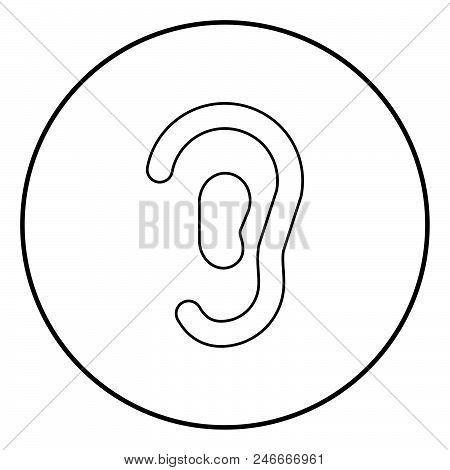 Ear Icon Black Color In Circle Round Outline