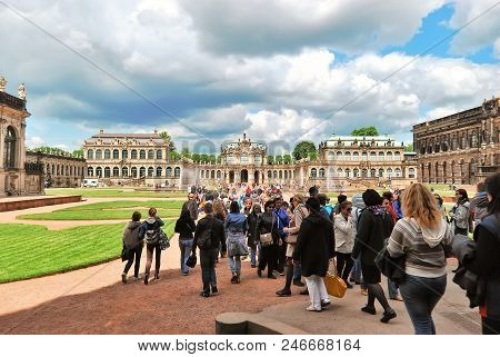 Dresden, Germany. May 13, 2014: Zwinger - Dresden Complex Of Four Buildings. In The Middle Ages It W