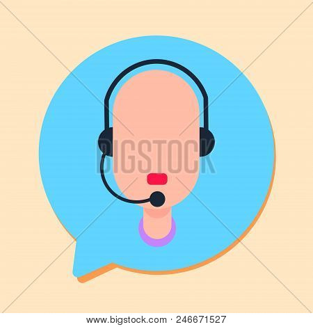 Callcenter Man Support Online Operator With Headphone, Customer And Technical Service Icon, Chat Con