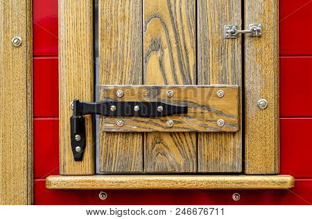 Hinge Lock Wooden Window Red Brown Natural Lock