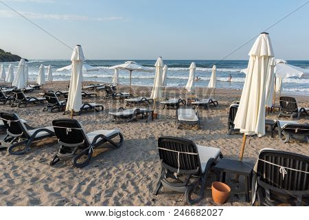 Lozenets, Bulgaria - July 2, 2013: Panorama Of Oasis Beach Near Village Of Lozenets, Burgas Region, 