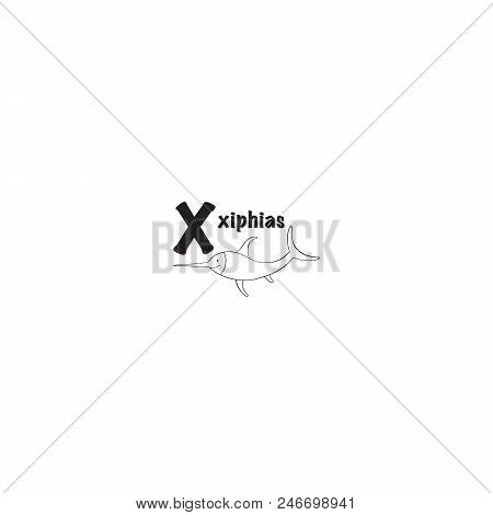 Xiphias Coloring Page Isolated On White Background