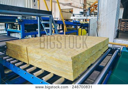 The Texture Of Mineral Wool For Insulating The Walls. Warehouse Of Products Ready For Import