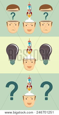 Thoughtful Young Businessman . Start Up Concept. Stock Flat Vector Illustration.