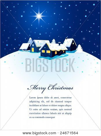 Vánoční přání s noční město a sníh