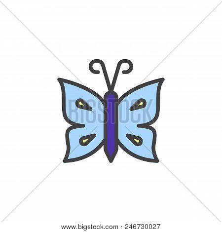 Tropical Butterfly Filled Outline Icon, Line Vector Sign, Linear Colorful Pictogram Isolated On Whit