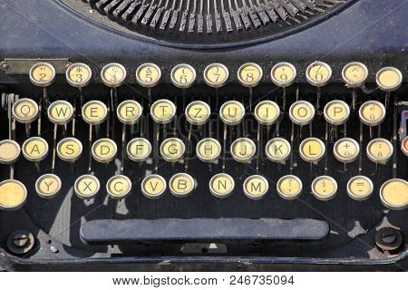 Vintage Portable Typewriter Keyboard Buttons Latin Font