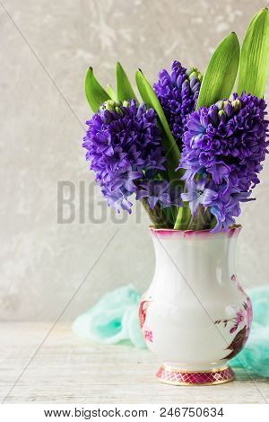 Bouquet Of Hyacinths On A Light Background