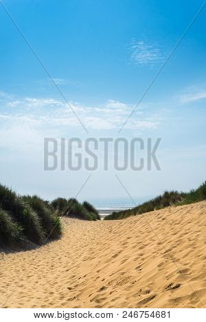 Sandy Formby Beach  Near Liverpool On A Sunny Day