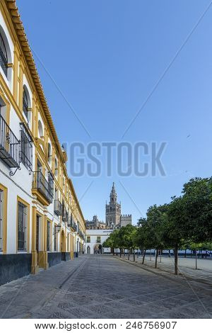 Sevilla, Andalucia, Spain, July 2017 :  Building Of Archdiocese At The Place Virgen De Los Reyes In 