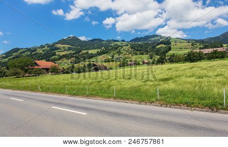A Summertime View In The Swiss Canton Of Schwyz. The Picture Was Taken At The End Of June In The Reg