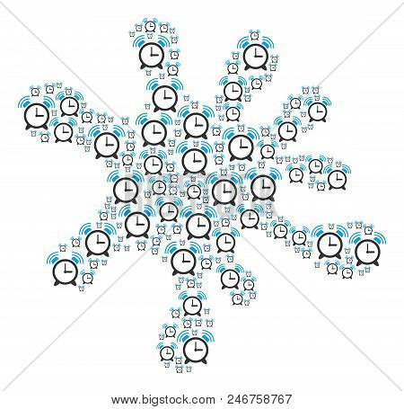 Blot Shape Built With Buzzer Icons In Variable Sizes. Abstract Vector Splat Illustration. Buzzer Ico