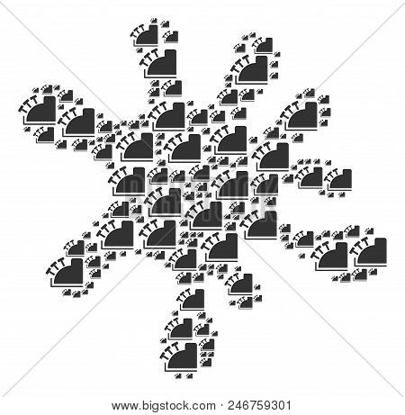 Splash Shape Made With Cash Register Components In Variable Sizes. Abstract Vector Splat Concept. Ca