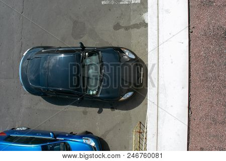 Odesa, Ukrane - 24 August 2009: View From Above Of Car Parking With Vehicles