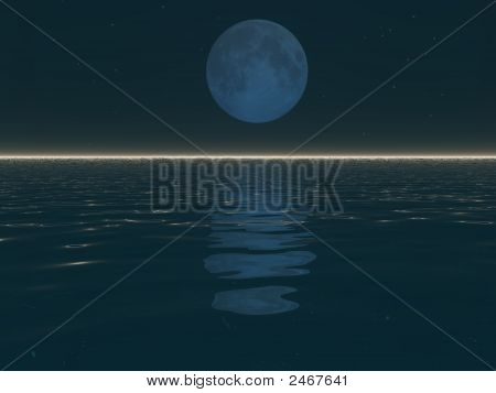 Surrealistické měsíc a voda
