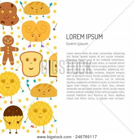 Vector Cartoon Illustration With Baking Ingredients. Cooking Ingredients Icons. Vector Cartoon Kitch
