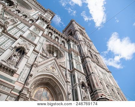Main Portal Of Florence Catherdal, Cattedrale Di Santa Maria Del Fiore Or Il Duomo Di Firenze, With 