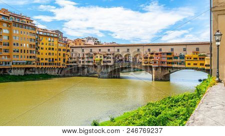 Ponte Vecchio Over Arno River In Florence, Italy.
