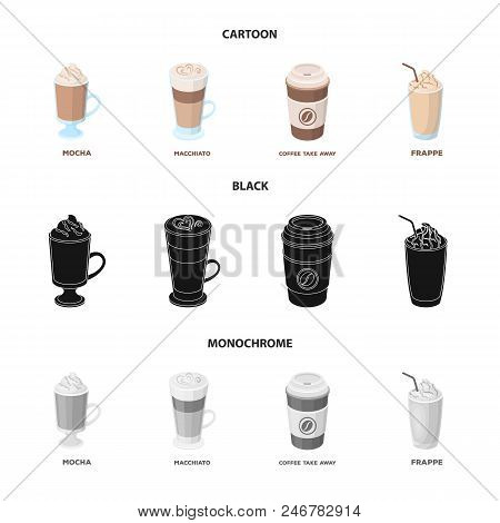 Mocha, Macchiato, Frappe, Take Coffee.different Types Of Coffee Set Collection Icons In Cartoon, Bla