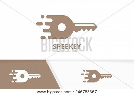 Vector Fast Key Logo Combination. Speed Symbol Or Icon. Unique House And Quick Logotype Design Templ