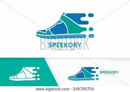 Vector Fast Sneaker Logo Combination. Speed Shoe Symbol Or Icon. Unique Footwear And Quick Logotype 