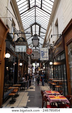 Paris, France-june 16, 2018 : The Passage Jouffroy Was Built In 1836, It Has Been One Of The Most Vi