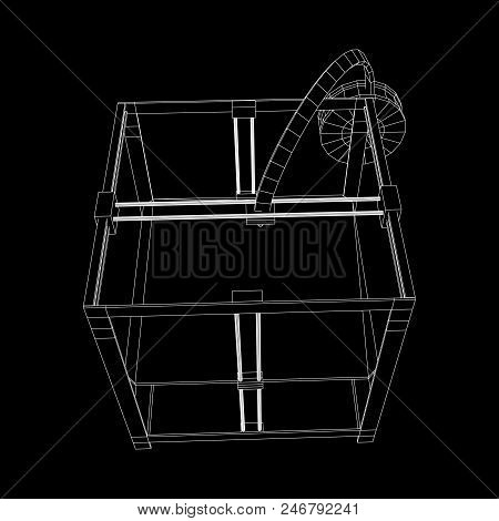 3d Printer Wireframe Low Poly Mesh Vector Illustration