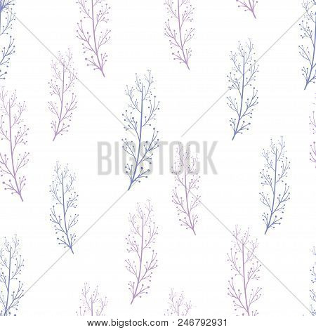 Seamless Pattern With Herbs. Botanical Illustration. Hand Drawn Vector Design Elements.