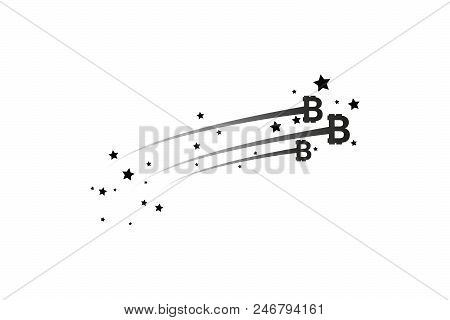 Bitcoin Coin With Fast Speed Motion Lines. Abstract Falling Bitcoin- Black Shooting Bitcoin With Ele