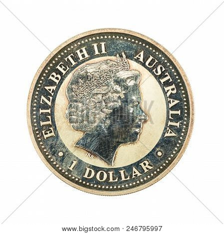 1 Australian Silver Dollar Coin (1999) Reverse Isolated On White Background