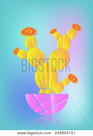 Cactus Fashion Set Design. Minimal Stillife. Trendy Bright Colors. Colorful Mood Vector Art Gallery 