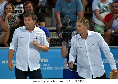 Budapest, Hungary - Jul 16, 2017. Biro Attila, Head Coach Of Hungary Women Waterpolo Team And His As
