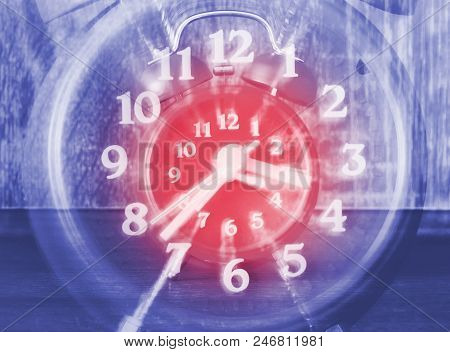 Concept Of Time Passing On A Analog Clock With Blurred Zoom Effect