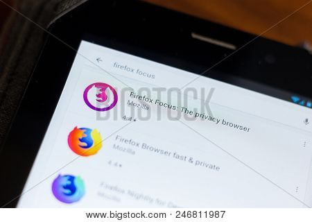 Ryazan, Russia - June 24, 2018: Firefox Focus Privacy Browser Icon On The List Of Mobile Apps