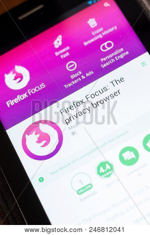Ryazan, Russia - June 24, 2018: Firefox Focus Privacy Browser Mobile App On The Display Of Tablet Pc