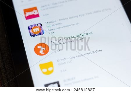 Ryazan, Russia - June 24, 2018: Hornet - Gay Social Netwok Icon On The List Of Mobile Apps