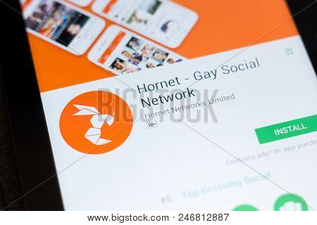 Ryazan, Russia - June 24, 2018: Hornet - Gay Social Netwok Mobile App On The Display Of Tablet Pc
