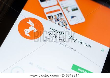 Ryazan, Russia - June 24, 2018: Hornet - Gay Social Netwok Mobile App On The Display Of Tablet Pc