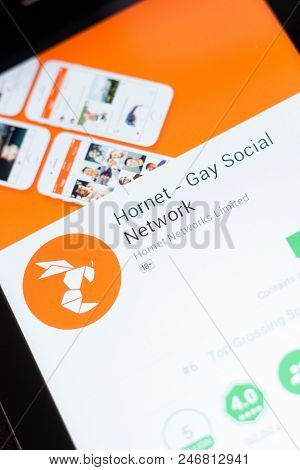 Ryazan, Russia - June 24, 2018: Hornet - Gay Social Netwok Mobile App On The Display Of Tablet Pc