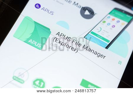 Ryazan, Russia - June 24, 2018: Apus File Manager Mobile App On The Display Of Tablet Pc