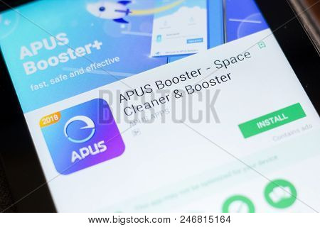 Ryazan, Russia - June 24, 2018: Apus Booster Mobile App On The Display Of Tablet Pc